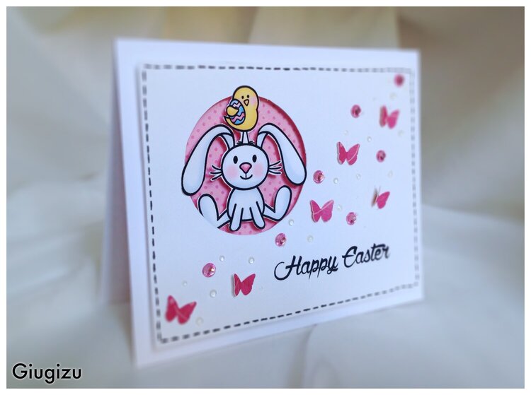 Easter bunny card with matching treats bag