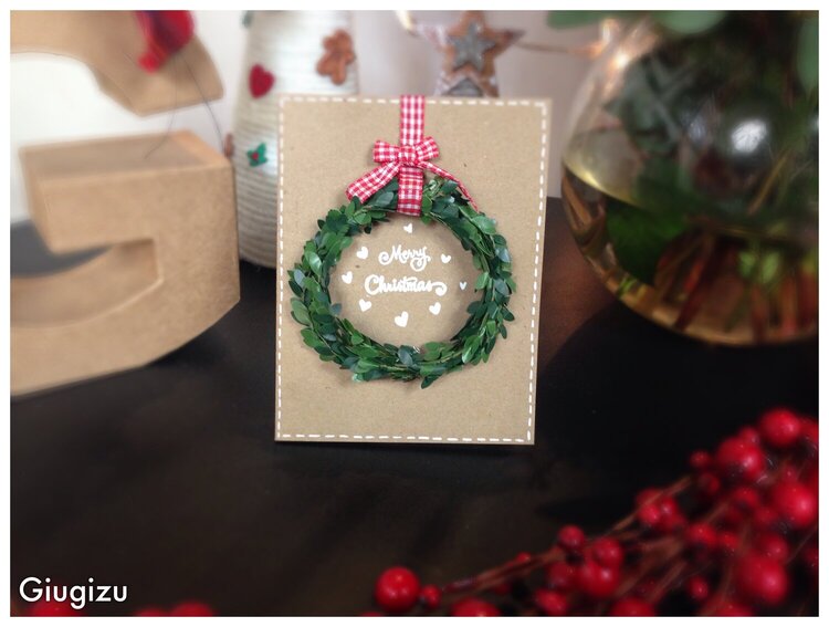Boxwood wreath Christmas card