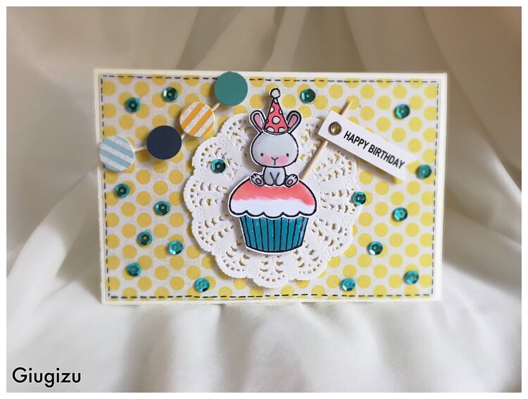 Cupcake Bunny Birthday card