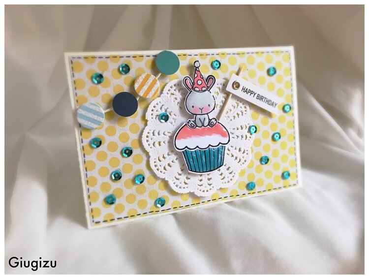 Cupcake Bunny Birthday card