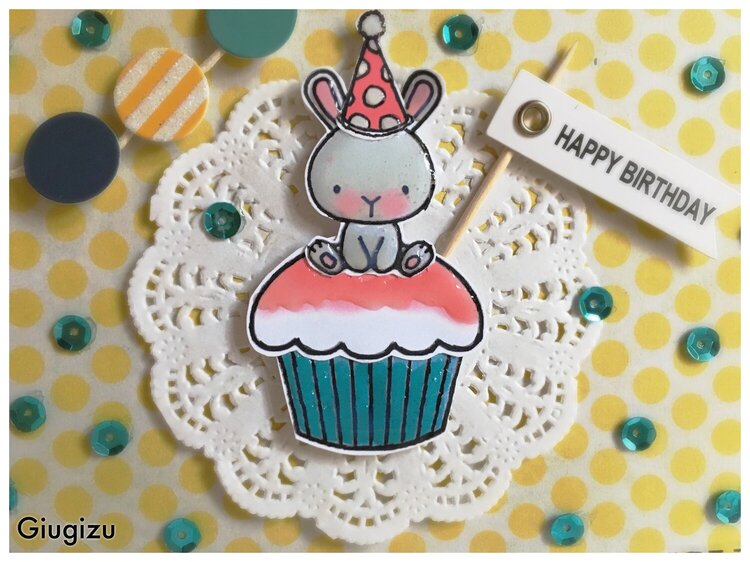 Cupcake Bunny Birthday card