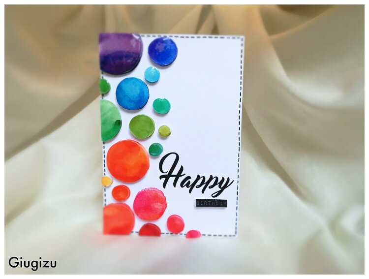 Watercolor dots birthday card