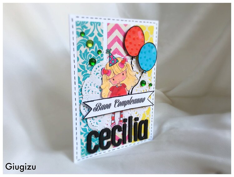 Stripes and balloons birthday card
