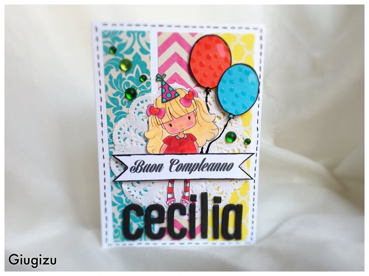 Stripes and balloons birthday card