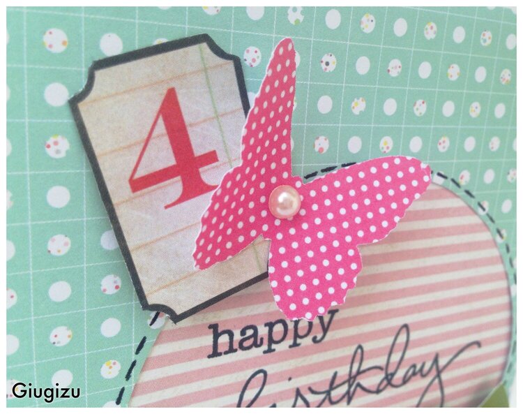 Handmade pink paper flowers birthday card