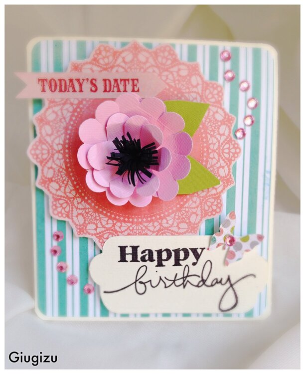 3D flower and tags birthday card