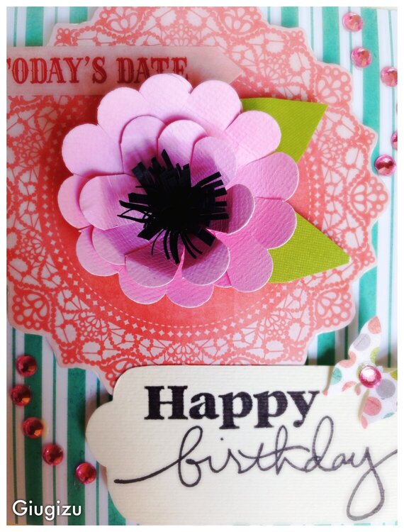 3D flower and tags birthday card