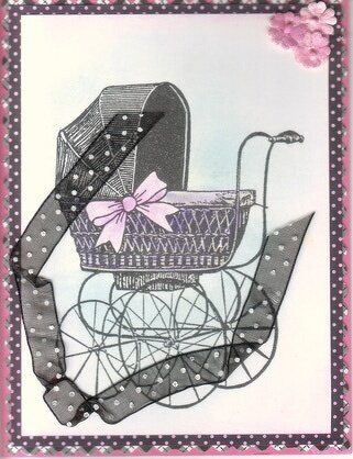 Black and Pink Baby Card