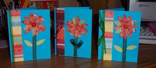 Whimsical Flower Cards from Scraps