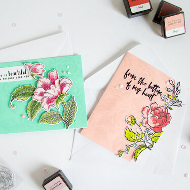 handpicked Bouquet + Engraved Flowers Cards.
