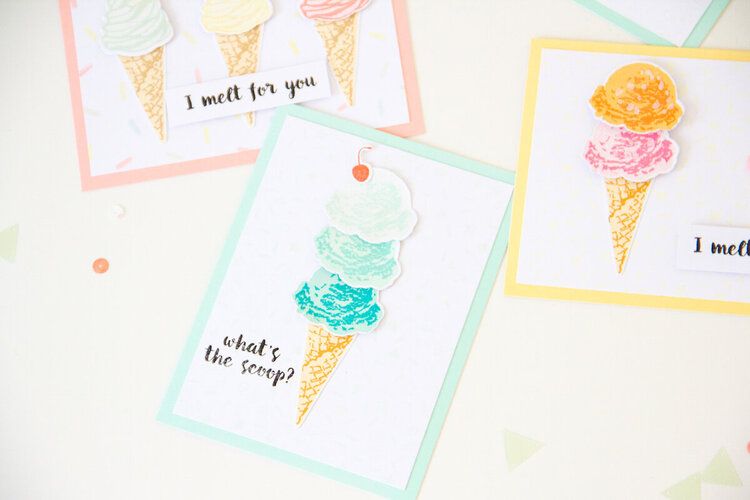 What&#039;s the Scoop? - Stamped Icecream Cards.