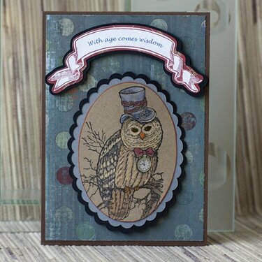 Wise Steampunk Owl Card