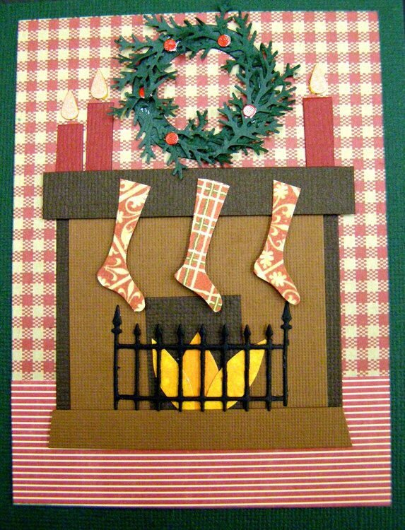 Fireplace With Stockings Card
