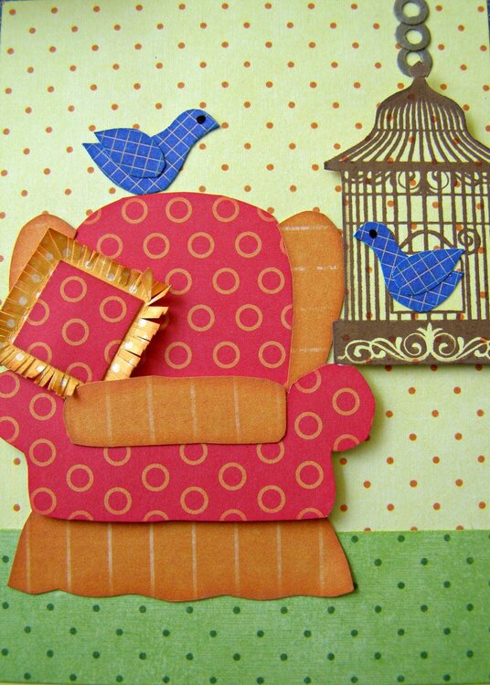Paper Pieced Chair and Birdcage