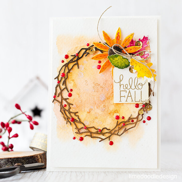 watercolored fall wreath