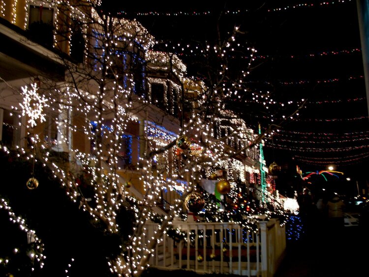 34th street in Baltimore during the Christmas season.