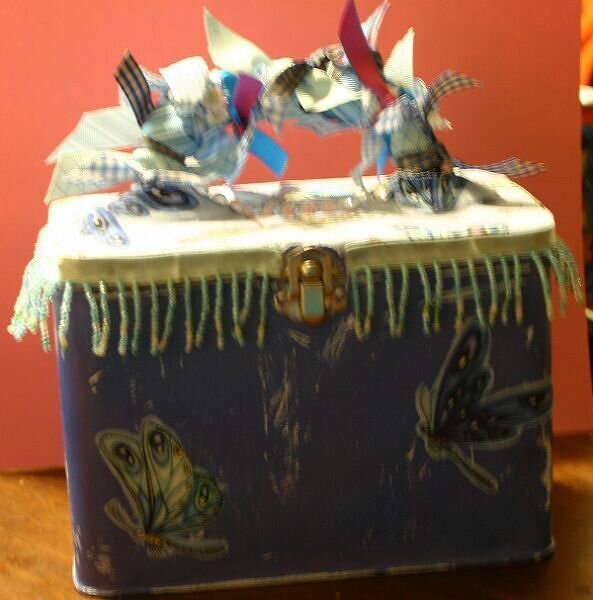 Blue Butterfly Altered Tin/lunch Box