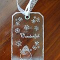 Snowflakes on acetate - January tag