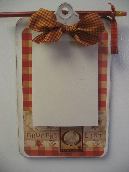 Magnetic Grocery List clipboard for fridge~matches set