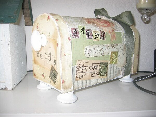 Altered Paper Mache Mail Box *gift filled with handmade Card