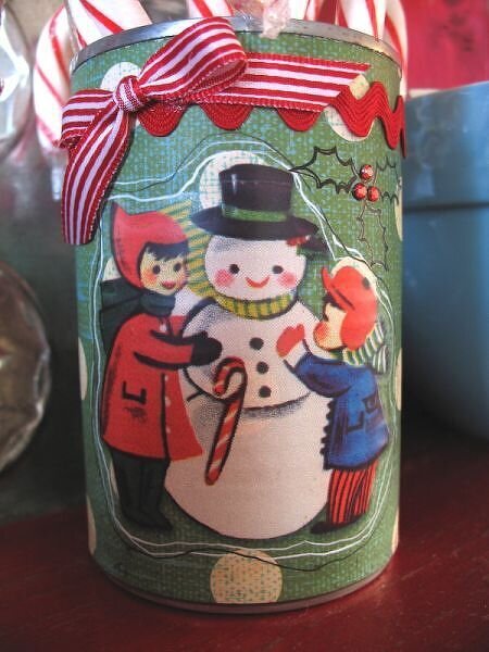 ~Candy Cane Holder~  Altered Soup can * DAISY D&#039;S~ 