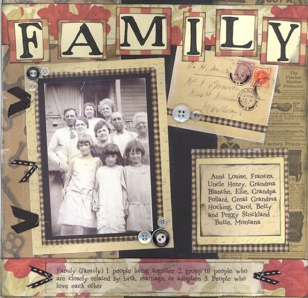*Family* Heritage layout for Heritage Scrapbooking class