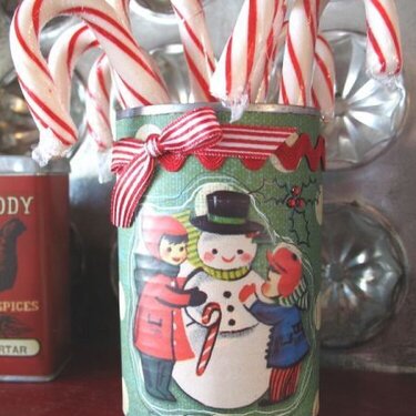 ~Candy Cane Holder~  Altered Soup can * DAISY D'S~ 