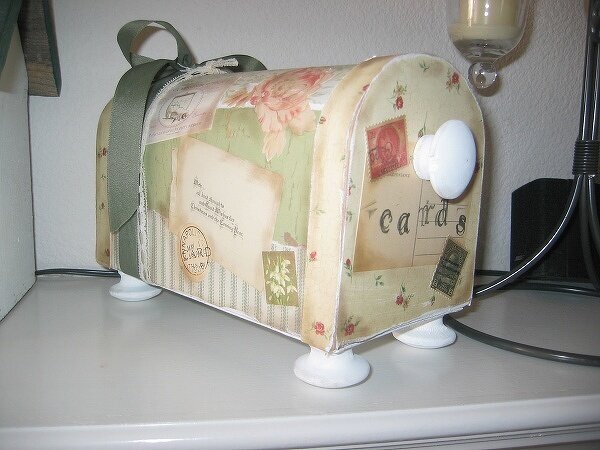 Altered Paper Mache Mail Box *gift filled with handmade Card