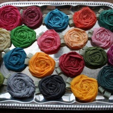 ~Maya Mist Fabric Cabbage Roses~