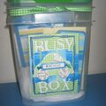 ~Busy Box~ Altered CAT FOOD bucket gift