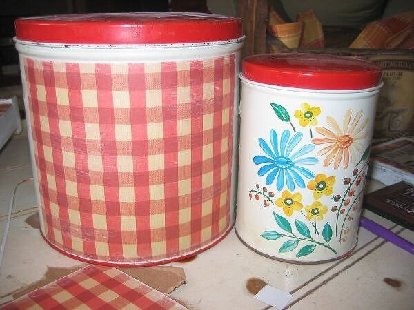 Altered Vintage Metal Canisters~See Before and After!!