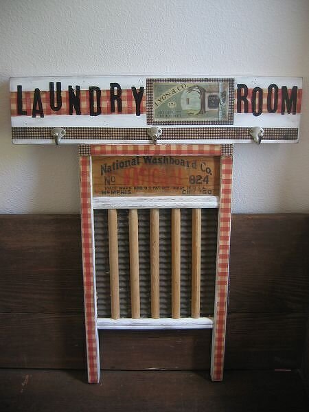 Antique Altered WashBoard~ matches Laundry sign