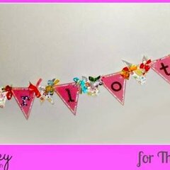 Banner with rhinestone letters