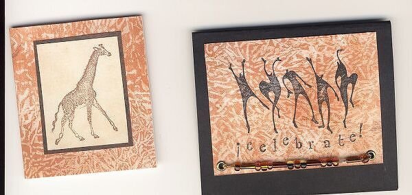 Giraffe cards - Waxed paper resist