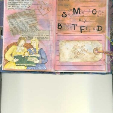 Altered book pages about friends