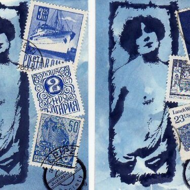 Blue Lady ATCs- partial nudity