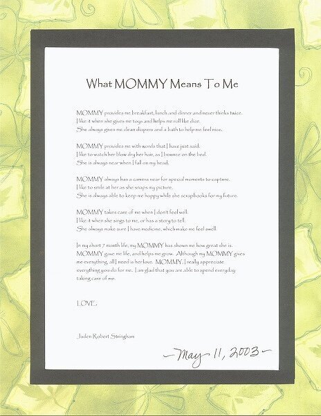 {What Mommy Means to Me}  - dh wrote me a poem!