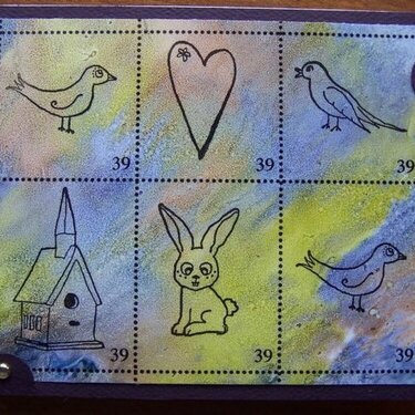 Alcohol Inks &amp; Acetate ~ faux postage card~