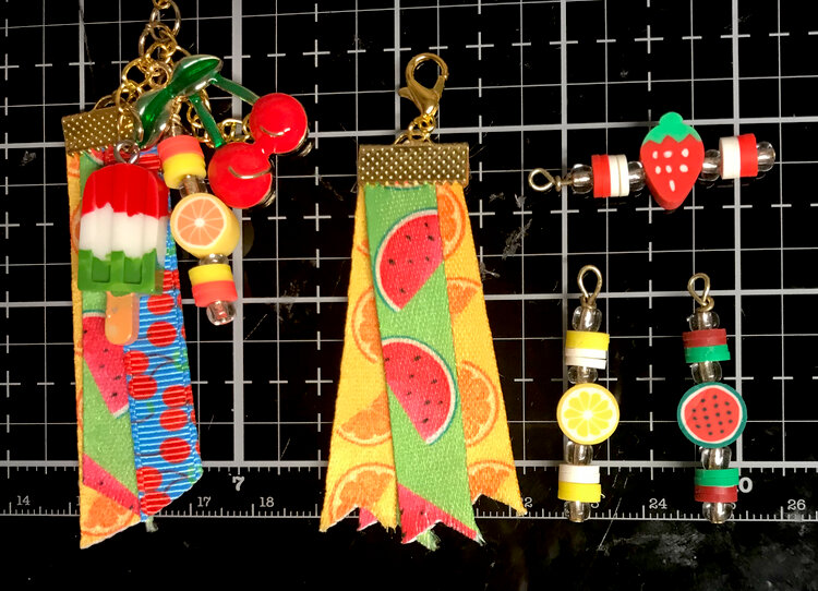 fruit bead and ribbon dangles