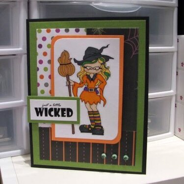 Just a Little Wicked - Girly Witch Halloween Card