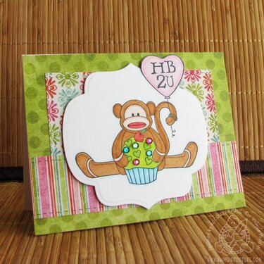 Sock Monkey Birthday Card - Whimsie Doodles