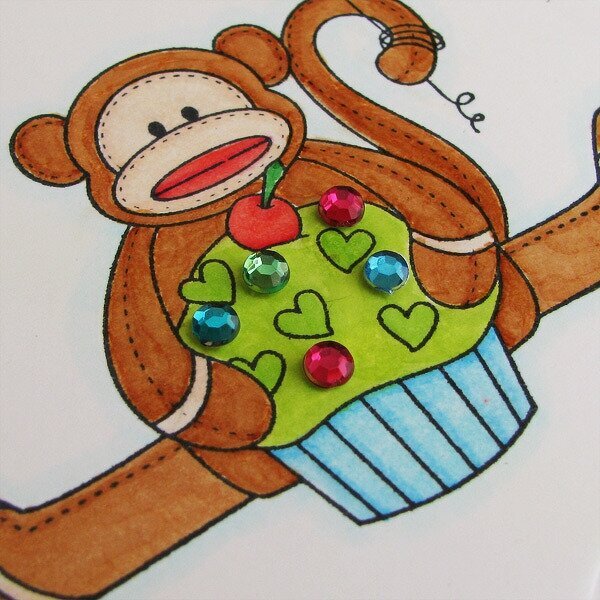 Sock Monkey Birthday Card - Whimsie Doodles