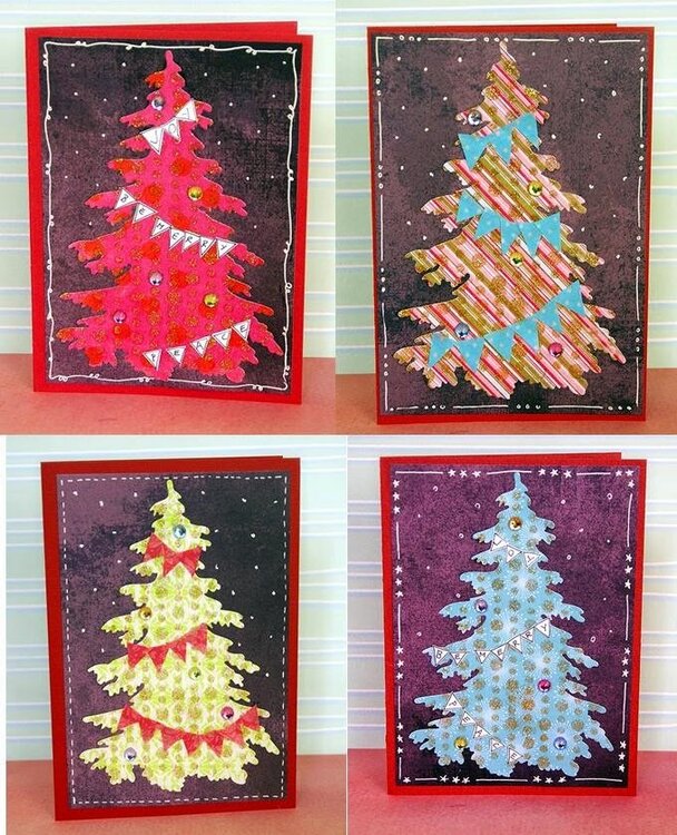 Set of Xmas cards in untraditional colors