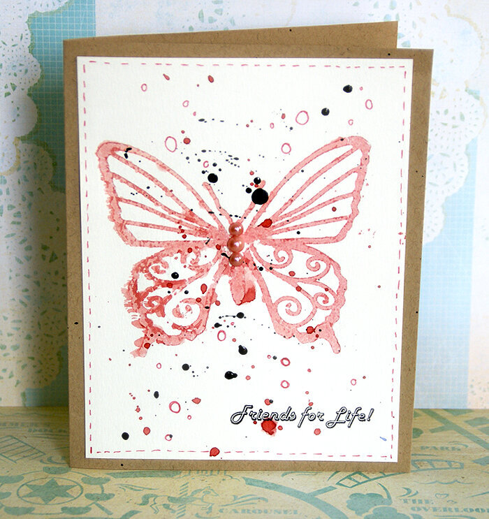 Misted and pressed stencil image cards