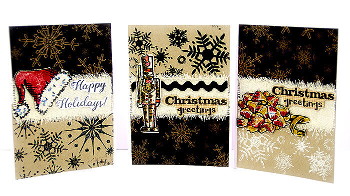 Heat embossed, stamped Christmas cards