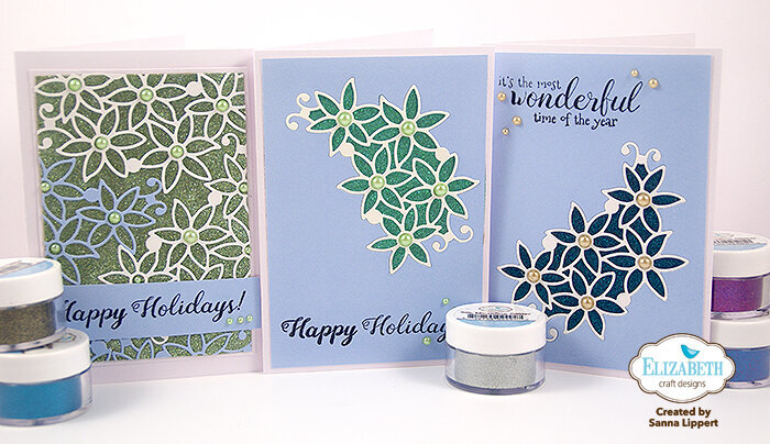 Die cut, glittered Christmas cards
