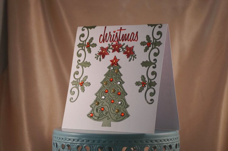 Christmas Holly and Embossed Tree