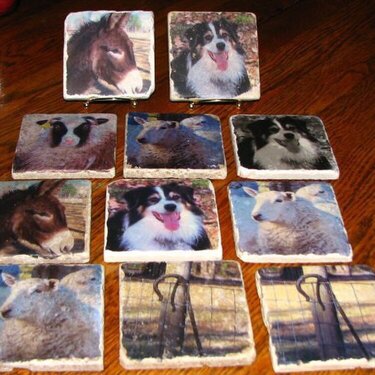 Altered tiles; coasters