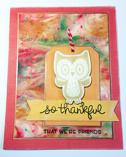 Fall Card with Shaving Cream Marbled Paper