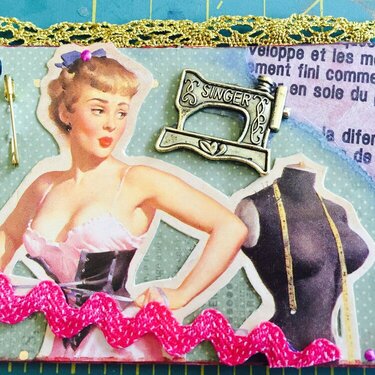 Sewing pinup atc